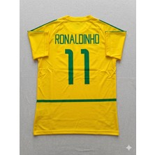 Andream Afrika Ronaldınho Brezilya Retro Sarı Yetişkin Unisex Futbol Forması