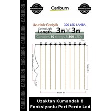 Carlburn 8 Fonksiyonlu Peri Perde LED Uzaktan Kumandalı Günışığı Perde Peri LED (3 mt x 3 Mt)