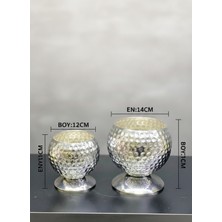 Özbience El Işçiliği Gümüş Metal Vazo ve Sunum Kasesi Seti