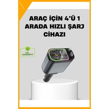 Esplendor 4 Portlu Hızlı Araç Şarj Cihazı 66W LED Işıklı Çekilebilir Kablo