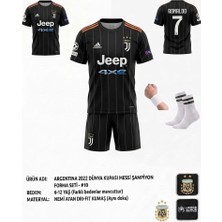 Sidas Juventus Cristiano Ronaldo Siyah Deplasman Futbol Çocuk Forması 2019 Sezon 4'lü Set Forma + Short+Çorap+Bileklik