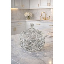 Özbience Şık Kristal Desenli Cam Şekerlik, Zarif Çay ve Kahve Sunum Için