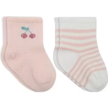 Gray Line Gry Little Girl Penye Soket Çorap 2li 10139 Pembe Ekru Nel1