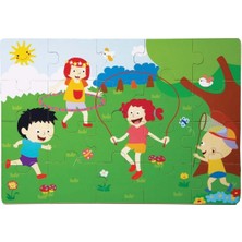 Özbience Renkli Ahşap Yer Puzzle, Çocuklar Için Eğlenceli ve Öğretici Oyun