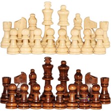 Özbience Büyük Boy Ahşap Satranç Taşı Seti, Şah 8,8 Mm, Piyon 4 Mm, Vezir 8,5 mm