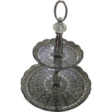 Özbience Şeffaf Kristal Cam Şekerlik, 2 Katlı, Zarif ve Şık Tasarım