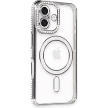 Ulu Pazarlama Apple Iphone 16 Kılıf Joke Simli Magneticsafe Kılıf - Gri