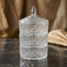 Özbience Şeffaf 3 Katlı Cam Çerezlik ve Şekerlik Takımı, Dekoratif ve Şık Tasarım