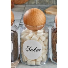 Özbience Ahşap Kapaklı 800 ml Top Şeker Kavanozu, Şık ve Kullanışlı Saklama Çözümü