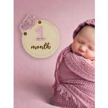 PremiumPort Bebek 12 Ay Fotoğraf Çekimi Için Ahşap ve Renkli Pleksi Kelebekli Ay Kartları