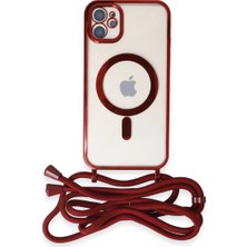 Ulu Pazarlama Apple Iphone 11 Kılıf Divo Lazer Askılı Magsafe Kapak - Kırmızı