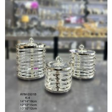 Özbience Şık 3'lü Gümüş Dekoratif Şekerlik Takımı