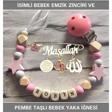 PremiumPort Bebek Emzik Zinciri ve Pembe Taşlı Yaka Iğnesi, Güvenli ve Şık Tasarım