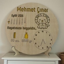 PremiumPort Yeni Doğan Isime Özel Aslan Figürlü Doğum Panosu, Standlı ve Asılabilir, 20 cm
