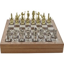 Özbience Parlak ve Rustik Desenli Mdf Sandıklı Satranç Takımı 36X36X6