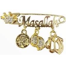 PremiumPort Şık Bebek Kristal Taşlı Maşallah Yazılı Yaka Iğnesi