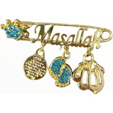 PremiumPort Şık Bebek Kristal Taşlı Maşallah Yazılı Yaka Iğnesi