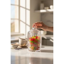 Özbience Şeffaf Kristal Cam Uzun Kapaklı Şekerlik - Dekoratif ve Şık Tasarım