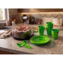 Ta-Fu Global Büyük Kek Kalıbı 3 Adet +Renkli Mika Parti Seti (-25 Adet Bardak,25 Adet Çatal ve Kaşık, 6 Adet Tabak-)((Kalıp 30CM Çap , 11CM Yükseklik)