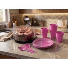 Ta-Fu Global Büyük Kek Kalıbı 50 Adet + Mika Parti Seti (-25 Adet Bardak,25 Adet Çatal ve Kaşık, 6 Adet Tabak-)((Kalıp 30CM Çap , 11CM Yükseklik)