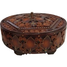 Özbience El Işlemeli Deri Şekerlik 20X20 Cm, Şık ve Kullanışlı Tasarım