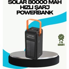 Marsilyan 80000 Mah Güneş Enerjili Powerbank 4 Kablolu Type C Lightning Micro USB