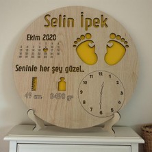 PremiumPort Yeni Doğan Için Isme Özel Doğum Panosu, Ayak Izli ve Standlı 20 cm