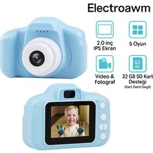 PremiumPort Mini Hd Dijital Fotoğraf Makinesi, Karikatür Tasarım, Mavi Renk