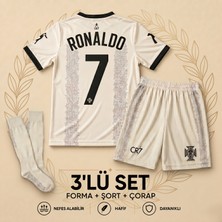 Andream Portekiz Ronaldo Özel Tasarım Griçocuk Futbol Forması Forma Şort Çorap 3 Parça