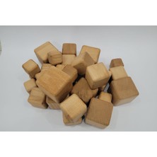 Özbience Eğitici Ahşap Küp Bloklar, 9'lu Set, Doğal Ahşap, 4X4X4 cm