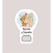 PremiumPort 4 Yaş Rakamlı Ayıcık Temalı Balon Açacak Magnet ve Jelatin Paket Hediyeli