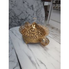 Özbience Gold Aynalı Yuvarlak Çok Amaçlı Servis Kabı, Şık ve Zarif Tasarım