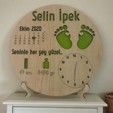 PremiumPort Yeni Doğan Isme Özel Doğum Panosu, Ayak Izli Hediye Standlı ve Asılabilir