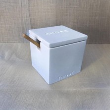 Özbience Beyaz Kare Beton Şekerlik, Kaşıklı, Modern ve Şık Tasarım