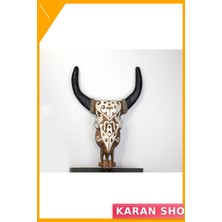 Özbience Şık Dekoratif Bufalo Kafası, Duvara Asma, Siyah, 75X45 cm
