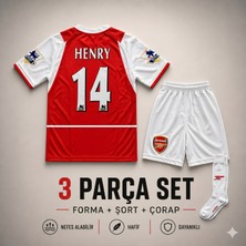 Andream Arsenal Henry Çocuk Futbol Forması Forma Şort Çorap 3 Parça