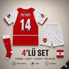 Andream Arsenal Henry Çocuk Futbol Forması Forma Şort Çorap Bileklik 4 Parça