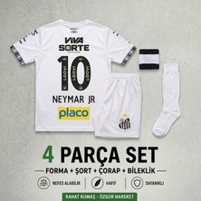 Andream  Neymar Santos Fc Çocuk Futbol Forması Forma Şort Çorap Bileklik 4 Parça