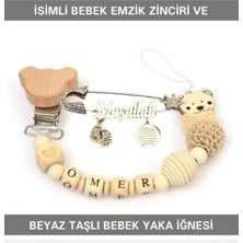 PremiumPort Bebek Emzik Zinciri ve Beyaz Taşlı Yaka Iğnesi – Güvenli ve Şık Tasarım