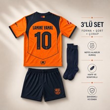 Andream Barcelona Lamine Yamal Turuncu Çocuk Futbol Forması Forma Şort Çorap 3 Parça