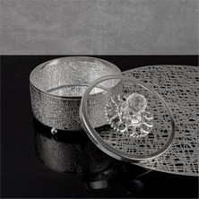 Özbience Parlak Metal Cam Kapaklı Aynalı Şekerlik 15 Cm, Şık ve Zarif Tasarım