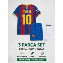 Andream Barcelona Lionel Messi Çocuk Futbol Forması Forma Şort Çorap 3 Parça