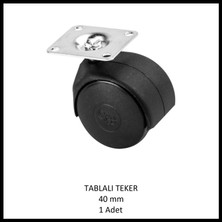 Adilon Tablalı Mobilya Tekerleği, 40 mm, Ofis Koltuk, Dolap, Etejer, 360 Derece Döner