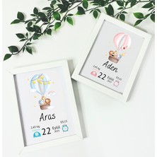 PremiumPort Kişiye Özel Bebek Doğum Anısı Çerçevesi, Isim, Tarih ve Kilo Detaylı