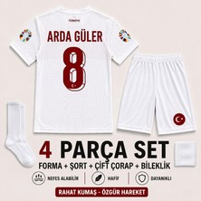Andream Arda Güler Türkiye Milli Takım Beyaz Çocuk Futbol Forması Forma Şort Çorap Bileklik 4 Parça