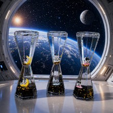 Kuzey Oyuncak 3 Adet 3 Farklı Model Sulu Kum Saati Astronot Temalı Jel Kum Saati Batmayan Astronot Tatil Hediyesi