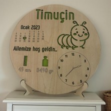 PremiumPort Yeni Doğan Için Tırtıl Figürlü Doğum Panosu, Standlı ve Asılabilir, 20 cm