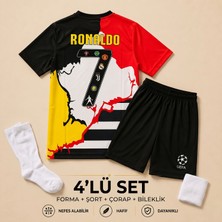 Andream Cristiano Ronaldo Cr7 Özel Tasarım Çocuk Futbol Forması Forma Şort Çorap Bileklik 4 Parça