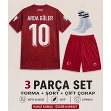Andream Arda Güler Türkiye Milli Takım Kırmızı Çocuk Futbol Forması Forma Şort Çorap 3 Parça