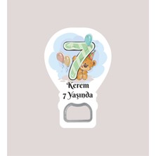 PremiumPort 7 Yaş Rakamlı Ayıcık Temalı Balon Açacak Magnet ve Jelatin Paket Hediye